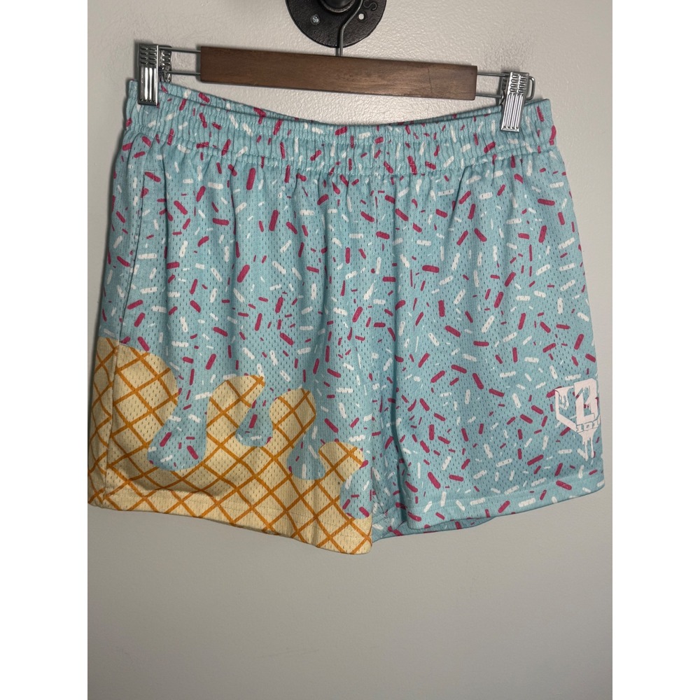 Baseball Lifestyle 101 BL101 Ice Cream Sprinkles Mesh Shorts Blue Mens Small